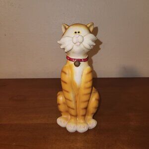 Orange Plastic Kitty 8.5" H Shelf Sitter Knick Knack Kitty